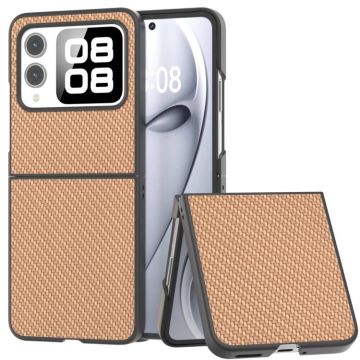 For Huawei nova Flip Black Frame Carbon Fiber Texture PU Phone Case(Gold)