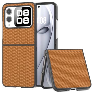 For Huawei nova Flip Black Frame Carbon Fiber Texture PU Phone Case(Brown)