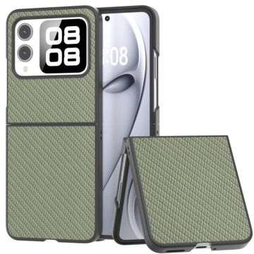 For Huawei nova Flip Black Frame Carbon Fiber Texture PU Phone Case(Green)