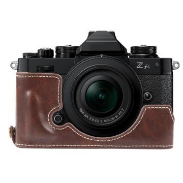 For Nikon ZFC Glossy PU Leather Camera Half Case Base(Coffee)