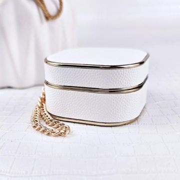 For Samsung Galaxy Buds2 / 2 Pro / Pro Litchi Texture Earbuds Box Leather Protective Case with Metal Bracelet(White)