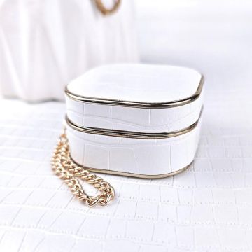 For Samsung Galaxy Buds2 / 2 Pro Crocodile Texture Earbuds Box Leather Protective Case with Metal Bracelet(White)