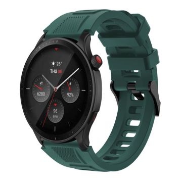 22mm Sports Style Steel Buckle Silicone Watch Band(Deep Green)