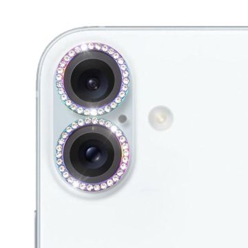 For iPhone 16 / 16 Plus 9H Point Drill Camera Lens Protector Ring(Colorful)