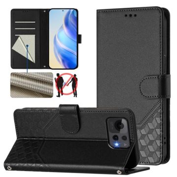For Asus Zenfone 12 Ultra Honeycomb Embossing RFID Leather Phone Case(Black)