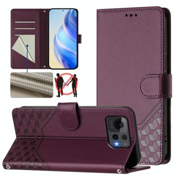 For Asus Zenfone 12 Ultra Honeycomb Embossing RFID Leather Phone Case(Violet)