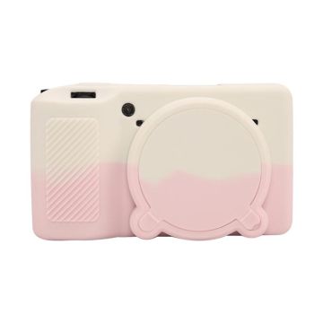 For Ricoh GR III Soft Silicone Protective Case(White Pink)