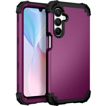 For Samsung Galaxy A16 5G 3 in 1 Silicone Hybrid PC Shockproof Phone Case(Dark Purple Black)
