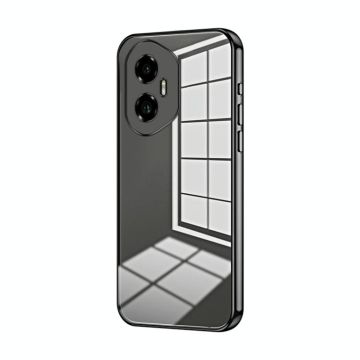 For Honor 300 Transparent Plating Fine Hole Phone Case(Black)