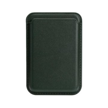 Two Card Slots MagSafe Magnetic Leather Card Bag(Dark Green)