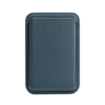 Two Card Slots MagSafe Magnetic Leather Card Bag(Sea Blue)