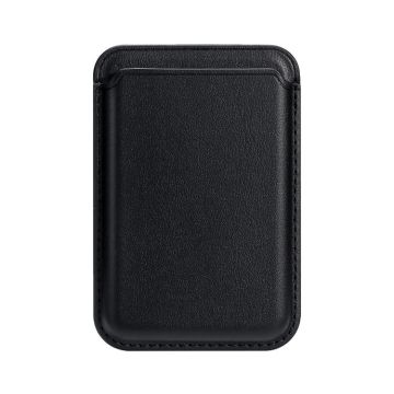 Two Card Slots MagSafe Magnetic Leather Card Bag(Black)
