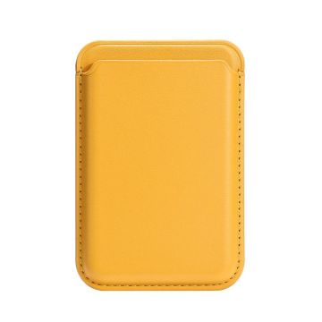 Two Card Slots MagSafe Magnetic Leather Card Bag(Yellow)