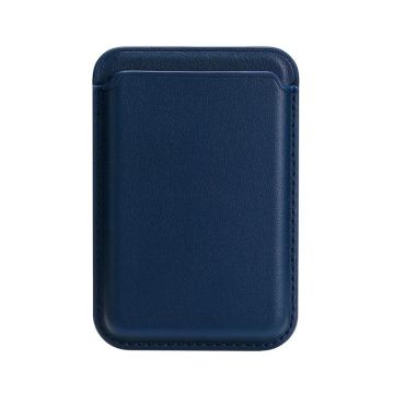 Two Card Slots MagSafe Magnetic Leather Card Bag(Ink Blue)