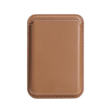 Two Card Slots MagSafe Magnetic Leather Card Bag(Brown)