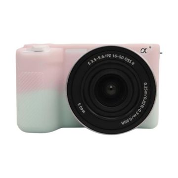For Sony ZV-E10 II / ZV-E10M2 Litchi Texture Soft Silicone Protective Case(Jelly Pink Green)