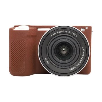 For Sony ZV-E10 II / ZV-E10M2 Litchi Texture Soft Silicone Protective Case(Coffee)