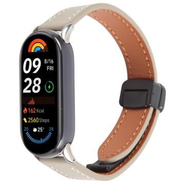 For Xiaomi Smart Band 9 / 8 Folding Magnetic Buckle Microfiber Leather Watch Band(Grey)