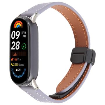 For Xiaomi Smart Band 9 / 8 Folding Magnetic Buckle Microfiber Leather Watch Band(Lavender)