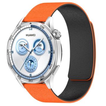 22mm Cloud Wood Grain Silicone Magnetic Watch Band(Orange Black)