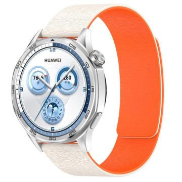 22mm Cloud Wood Grain Silicone Magnetic Watch Band(Starlight Orange)