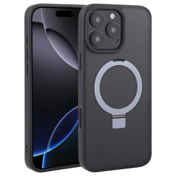 For iPhone 16 Pro Max DFANS DESIGN Frosted Magsafe Magnetic Holder Phone Case(Black)