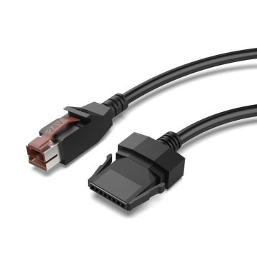 24V Powered USB to 8 Pin Stecker Data Cable for Printers POS Systems, Length:1.8m(Black)