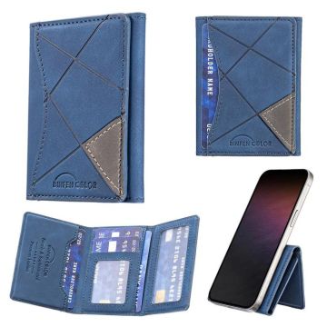 Prismatic Leather Horizontal Magnetic Wallet Card Bag Case(Blue)