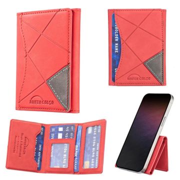 Prismatic Leather Horizontal Magnetic Wallet Card Bag Case(Red)