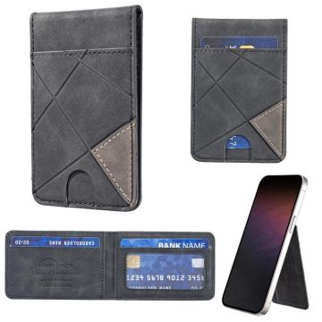 Prismatic Leather Vertical Magnetic Wallet Card Bag Case(Black)