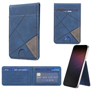 Prismatic Leather Vertical Magnetic Wallet Card Bag Case(Blue)