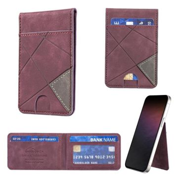 Prismatic Leather Vertical Magnetic Wallet Card Bag Case(Purple)