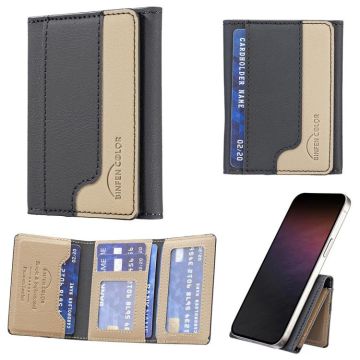 Color Matching Leather Horizontal Magnetic Wallet Card Bag Case(Black)