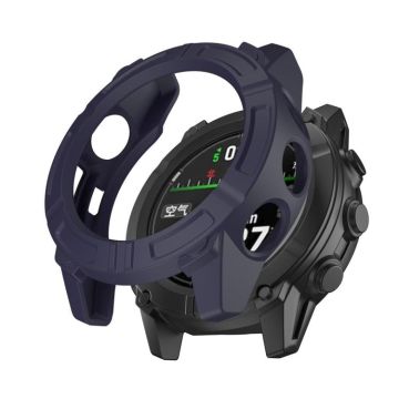 For Garmin Descent G2 Half Coverage Hollow TPU Armor Watch Protective Case(Midnight Blue)