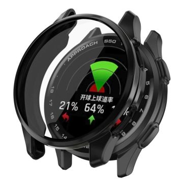 For Garmin Approach S50 Electroplated TPU Full Coverage Watch Protective Case(Black)