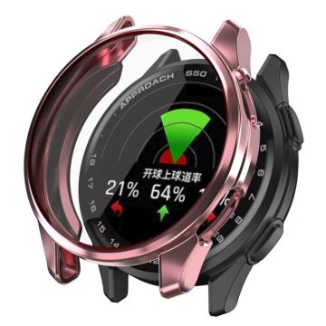 For Garmin Approach S50 Electroplated TPU Full Coverage Watch Protective Case(Rose Pink)