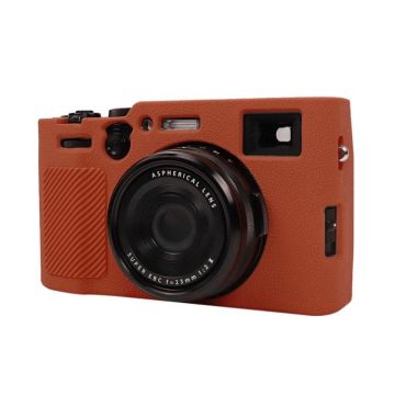 For FUJIFILM X100VI Litchi Texture Soft Silicone Protective Case(Brown)