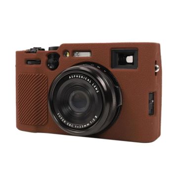 For FUJIFILM X100VI Litchi Texture Soft Silicone Protective Case(Coffee)
