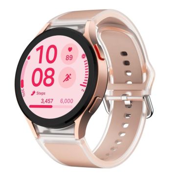 For Samsung Galaxy Watch 7  / 6 / 5 / 4 Kalebol Glacier Transparent Silicone Watch Band(Pink)