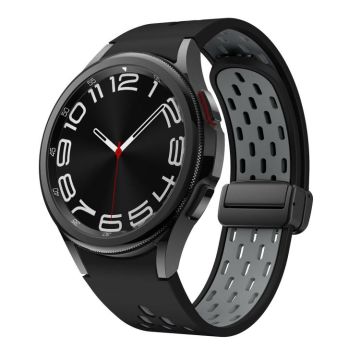For Samsung Galaxy Watch 4 / 5 / 6 Kalebol Two-color Mesh Magnetic Black Buckle Silicone Strap(Black Grey)