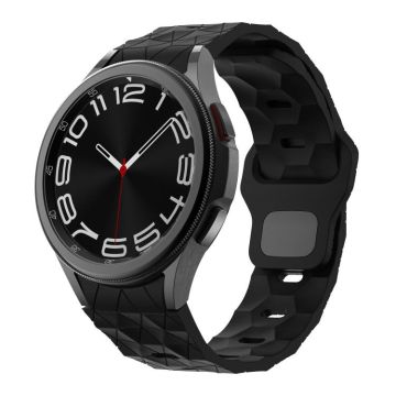 For Samsung Galaxy Watch 4 / 5 / 6 Kalebol Football Pattern Reverse Buckle Silicone Strap(Black)