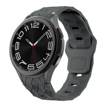 For Samsung Galaxy Watch 4 / 5 / 6 Kalebol Football Pattern Reverse Buckle Silicone Strap(Space Grey)