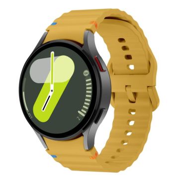 For Samsung Galaxy Watch 7  / 6 / 5 / 4 Kalebol Wave Stitching Silicone Watch Band(Official Yellow)