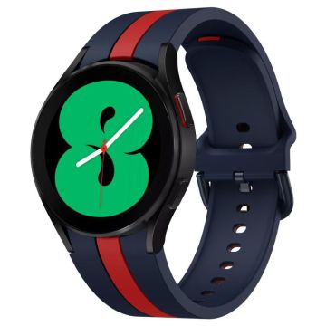 For Samsung Galaxy Watch7 / 6 / 5 Kalebol Three Vertical Stripes Same Color Buckle Silicone Strap(Blue Red)