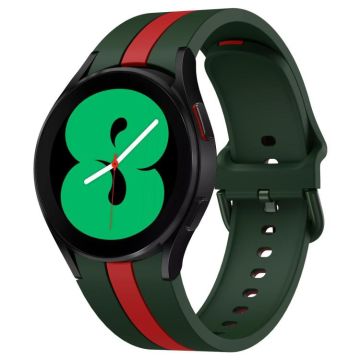 For Samsung Galaxy Watch7 / 6 / 5 Kalebol Three Vertical Stripes Same Color Buckle Silicone Strap(Green Red)