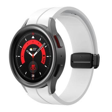For Samsung Galaxy Watch7 / 6 / 5 Kalebol Concave Folding Magnetic Buckle Silicone Strap(White)