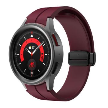 For Samsung Galaxy Watch7 / 6 / 5 Kalebol Concave Folding Magnetic Buckle Silicone Strap(Wine Red)