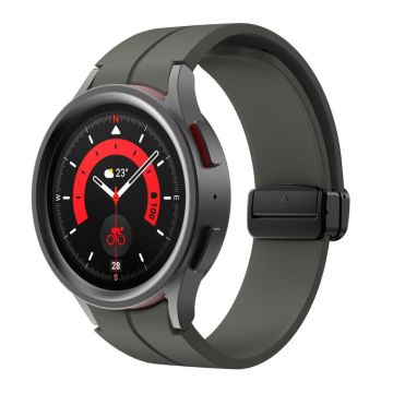 For Samsung Galaxy Watch7 / 6 / 5 Kalebol Concave Folding Magnetic Buckle Silicone Strap(Space Grey)