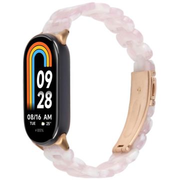 For Xiaomi Smart Band 9 / 8 Oval Resin Watch Band(Pink Flower)