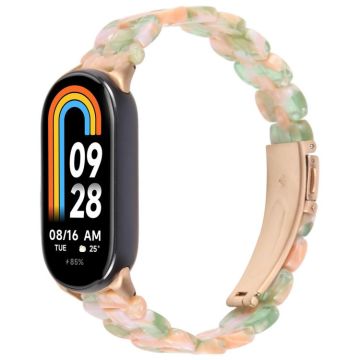 For Xiaomi Smart Band 9 / 8 Oval Resin Watch Band(Pink Green)